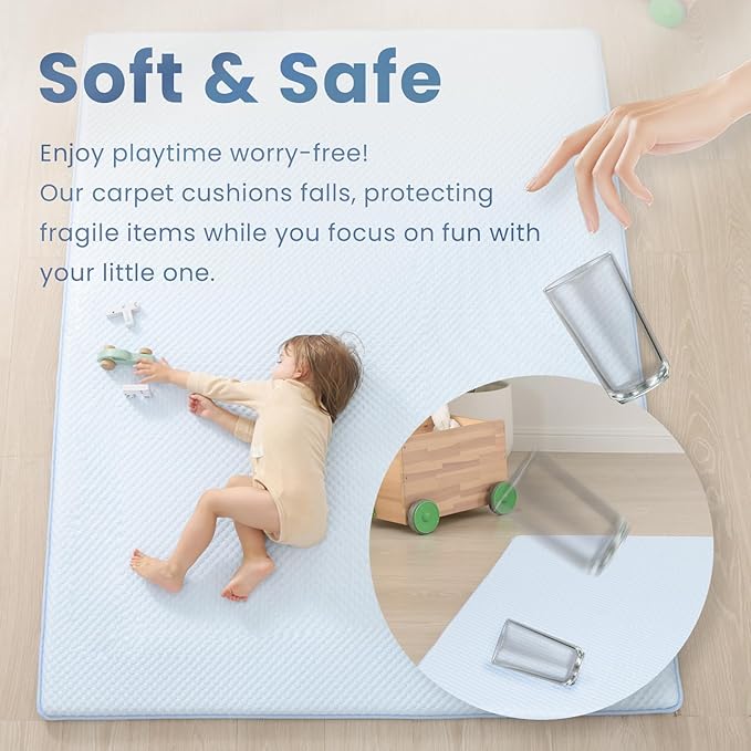 Huloo Sleep 1.3“ Thick Baby Play Mat for Floor,Breathable Soft Tummy Time Mat for Toddlers,Infant,Kids,Non-Slip Nursery Rug