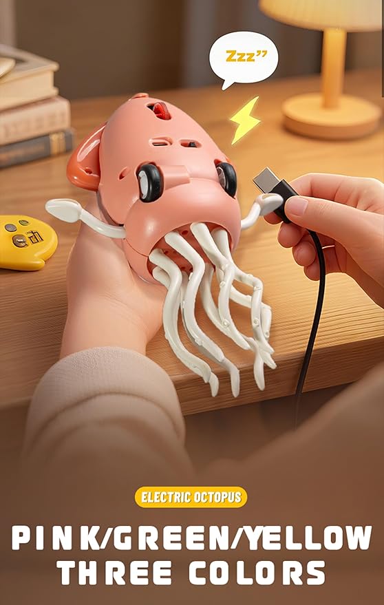 Electric Dancing Octopus Baby Toy, Rechargeable Magic Dancing Music Squid, Crawling and Dancing Automatic Obstacle Sensing Toys, Boys and Girls Birthday Gift, Office Desktop Fun Decoration.