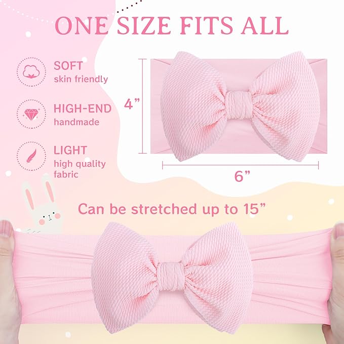 YanJie Easter Headband bow Pink Egg Carrots Printed Nylon Hairbands Bunny Headband Easter Hairbands Hair Accessories Gifts for Toddler