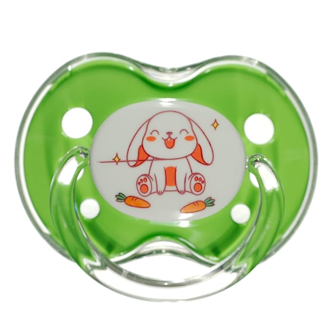Playtex Baby Binky Orthodontic Pacifier with Snap-On Cover, Air Comfort Shield, Medical Grade Silicone, Up to 6 Months, Orange & Green (2 Count)