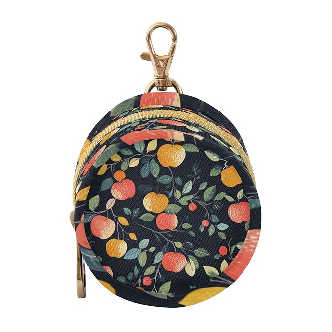 Pacifier Holder with Clip Pacifier Case for Diaper Bag Round Baby Pacifier Pouch Box Bag Portable Red and Yellow Apples Leaves