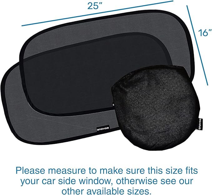 Enovoe Car Window Shade for Baby - (2 Pack) UV Protection Breathable Mesh Baby Window Covers - Sun Shade Blocker, Cling Windows Cover - Glare Shield and UV Rays Protection for Your Child - XL 25"x16"