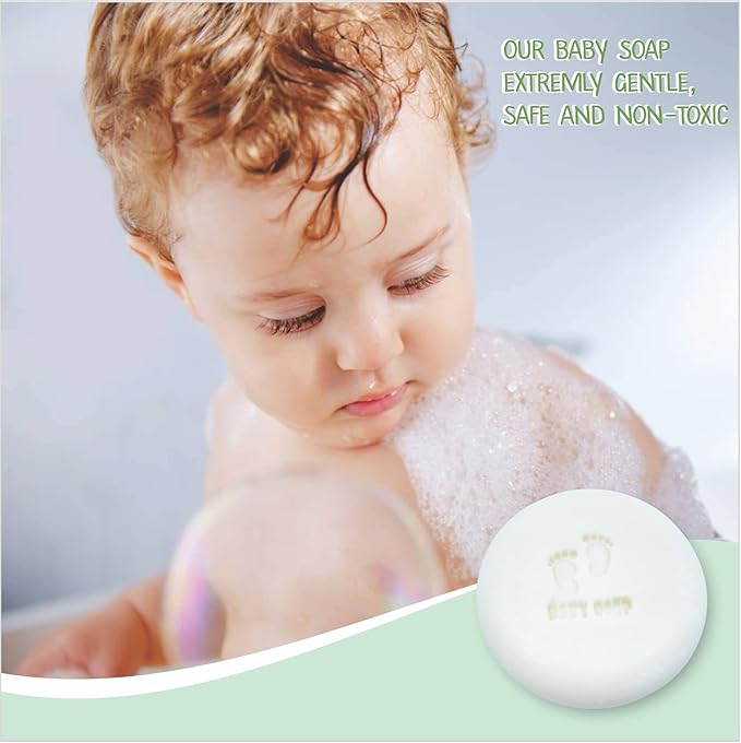 Relaxcation Unscented Baby Soap Bar - 4 Simple Ingredients - ORGANIC Coconut Oil, Olive and Castor Oil, and Moisturizing Cocoa Butter - All Natural Cold Process Soap Bar For Newborn, Baby, Kids