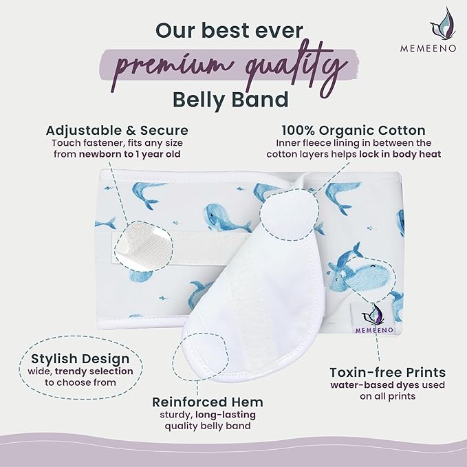 Colic & Gas Relief Baby Belly Band - Ceta (Whale)