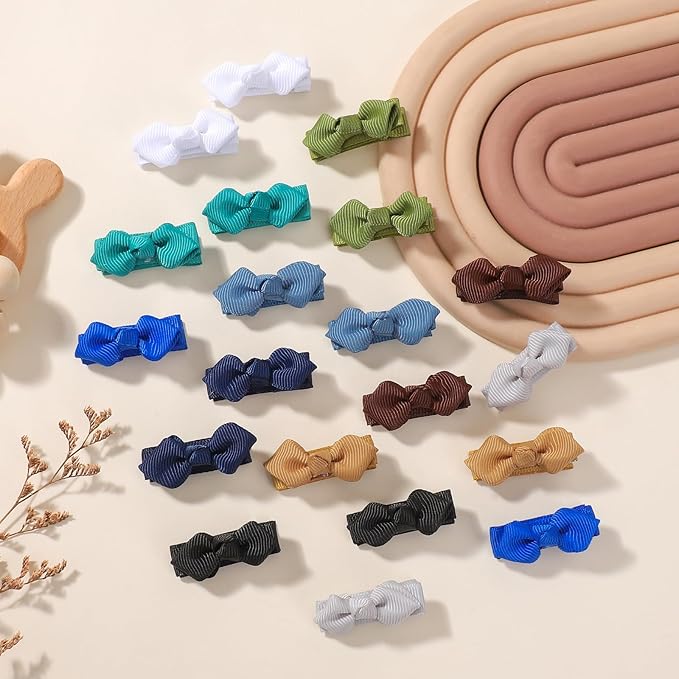 choicbaby 50pcs Baby Hair Bow Clips 1.4" Tiny Grosgrain Ribbon with Fully Lined Alligator Clips Small Toddler Bow Hair Accessories for Baby Girls Infant Toddler Kids