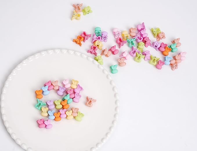50 Pcs Colorful Mini Hair Claw Small Hair Clips Clamps Hair Accessories for Baby Girl Decorative Bun Tiny Hair Clips (Set-D)