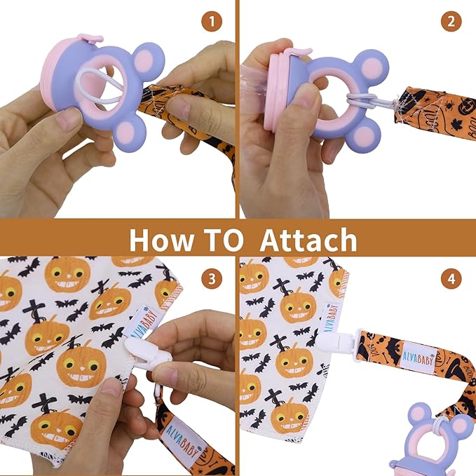 ALVABABY Christmas Pacifier Clips 8 Pack Binky Paci Holder Leashes Teethers 8DBP05-DA