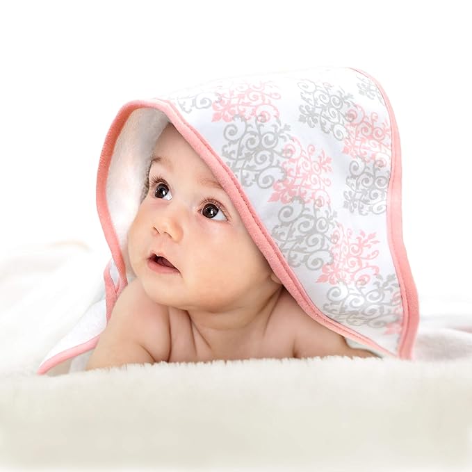 2 pack Baby Hooded Towel Set - Pink Trim