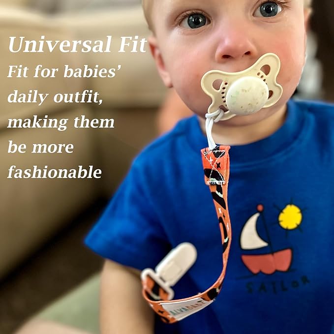 ALVABABY Pacifier Clip 8 Pack Holder Leashes for Newborn Baby Boys Girls Paci Clip Halloween Gifts 8DP04-DA