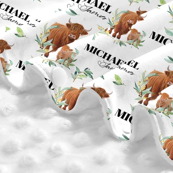 Personalized Baby Car Seat Canopy for Babies, Custom Name Cute Cow Baby Car Seat Covers for Boys and Girls, Opening Minky Nursing Breastfeeding Cover for Infant, Carseat Canopies for Newborn