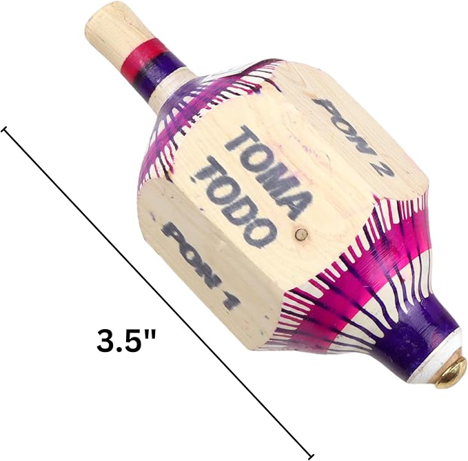 Needzo Wooden Pirinola Toma Todo Set, Spinning Top Game for Fiestas and Parties, 2 Pieces, 3.5 Inches