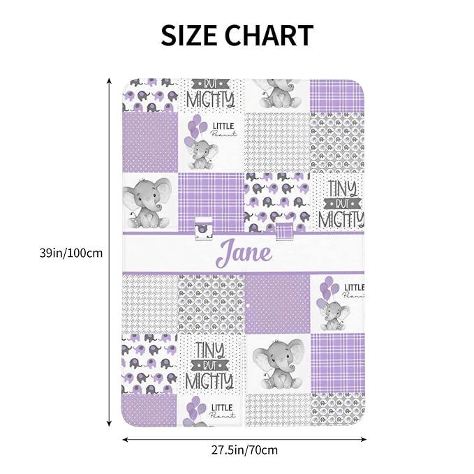 Personalized Minky Car Seat Canopy for Girl Boy, Custom Name Stroller Car Seat Covers Cover for Infant Newborn Shower Gift, Nursing Opening Carseat Cover for Breastfeeding, Elephant Purple