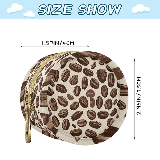 Pacifier Holder with Clip Pacifier Case for Diaper Bag Round Baby Pacifier Pouch Box Bag Portable Many Simple Coffee Beans