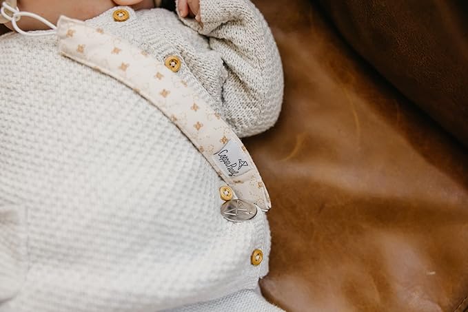 Eden Premium Knit Pacifier Clips 3-Pack: Stainless Steel Holder for Baby Girls and Boys - No More Floor Drops