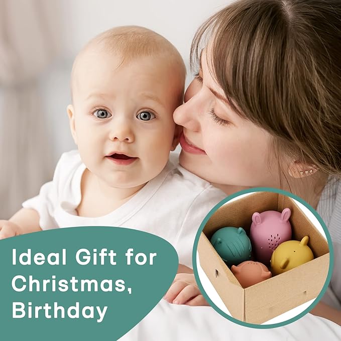 Silicone Bath Toys, Squeezable Bathtub Toys for Toddle 6-12-18 Months+, Kids-Friendly Bath Toys, Baby Shower Toys for Kids 1-3