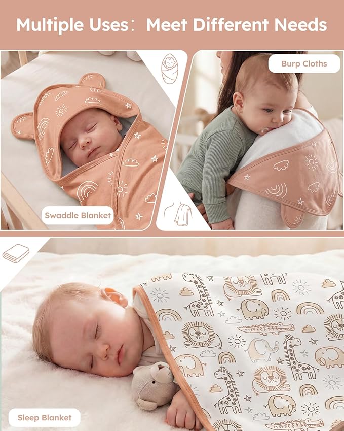 Yoofoss Hooded Baby Towels for Newborn 100% Organic Cotton Baby Bath Towel with Hood for Babies, Infant, Toddler and Kids, 32x32Inch, Soft and Absorbent Newborn Essential