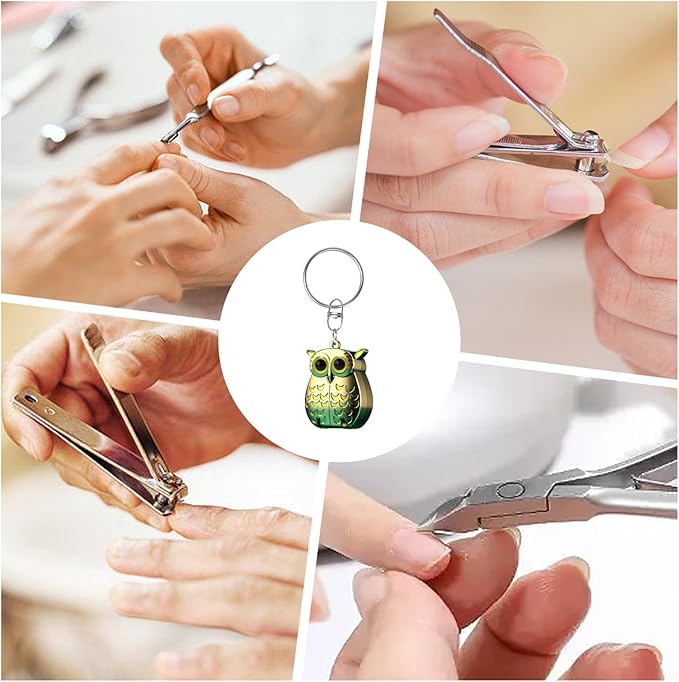 Portable Owl Keychains Nail Clippers, 2025 New 2-in-1 Foldable Owl Nail Clippe with File, German Professional Stainless Steel Small