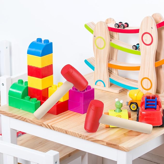 3pcs Toy Hammer Simulation Wooden Hammers Plastic Toddler Hammer SmallPortable Kids Maintenance Tools Toys Pretend Fake Mallet Hammers for Boys Girls