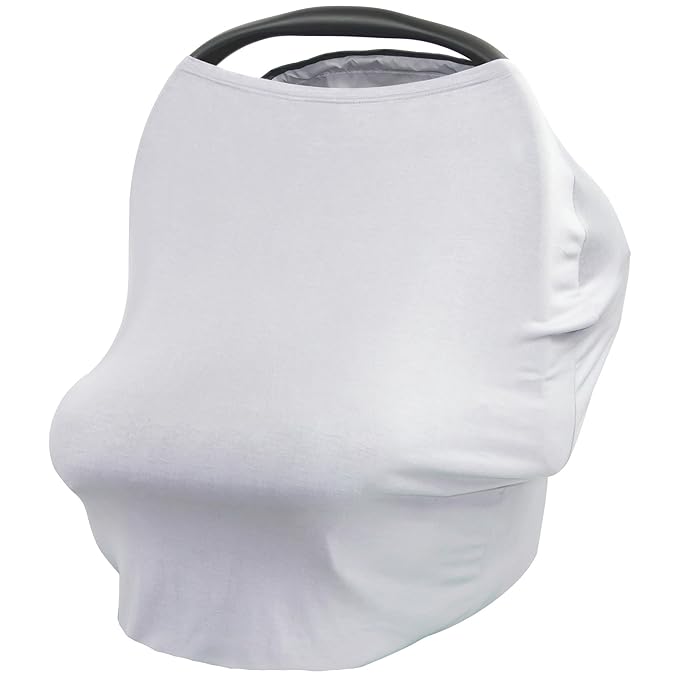 JLIKA Baby Car Seat Covers - Stretchy Infant Canopy and Nursing Cover for Breastfeeding Newborns Infants Babies Girls Boys Best Shower Gift Maternity Apron Infinity Scarf carseats (Gray Fog)