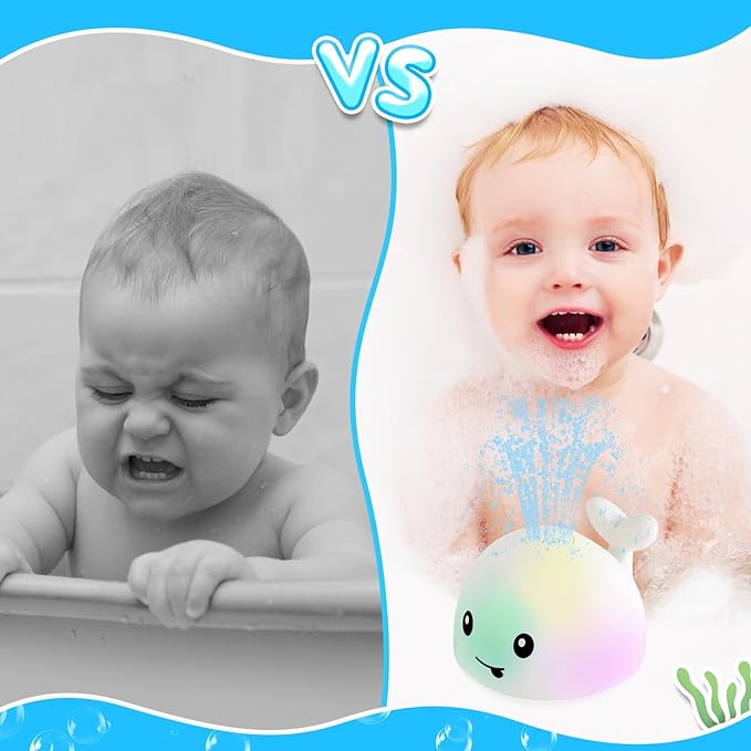 ANGGIKO Baby Bath Toys, Toddler Bath Toys for Kids Ages 1-3, Easter Basket Stuffers for Baby, 1 2 3 Year Boy Girl Gifts Baby Toy 6-12-18 Months Light Up Whale Bath Toy Sprinkler Bathtub Pool Water Toy