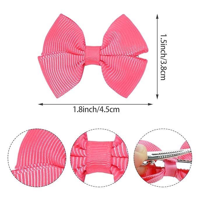 CellElection 60Pcs Hair bow Clips 2Inch Mini Hair Clips for Baby Fine Hair Grosgrain Ribbon Bows 30 Colors in Pairs