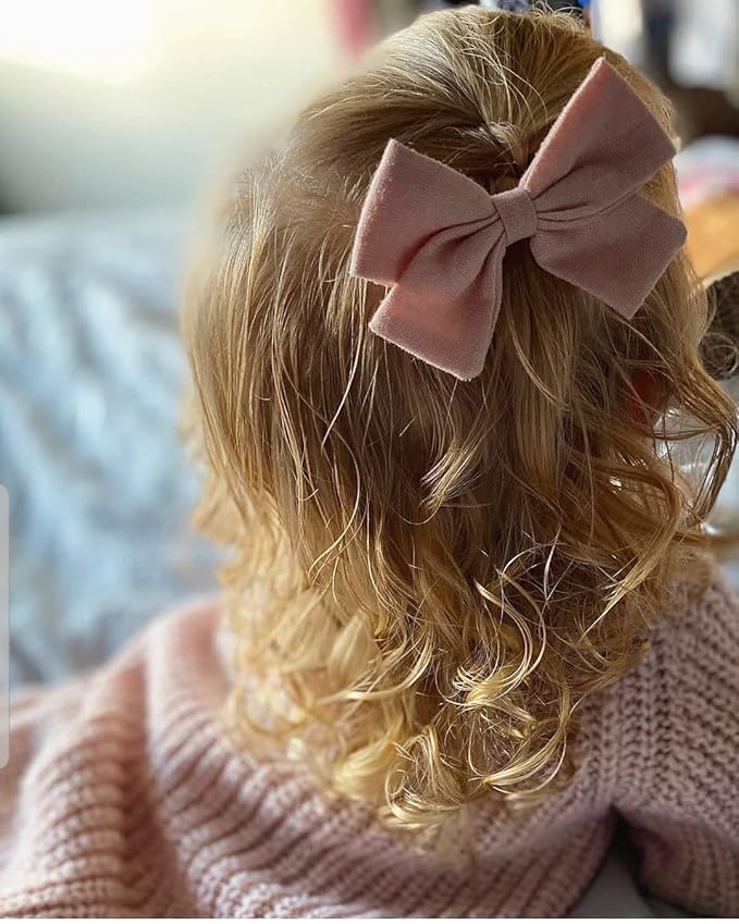 12 PCS Linen Bow Hair Clips for Baby Girls Toddler Kids Hair Bows Alligator Clips In Fringe Bangs Accessories (Assorted A)