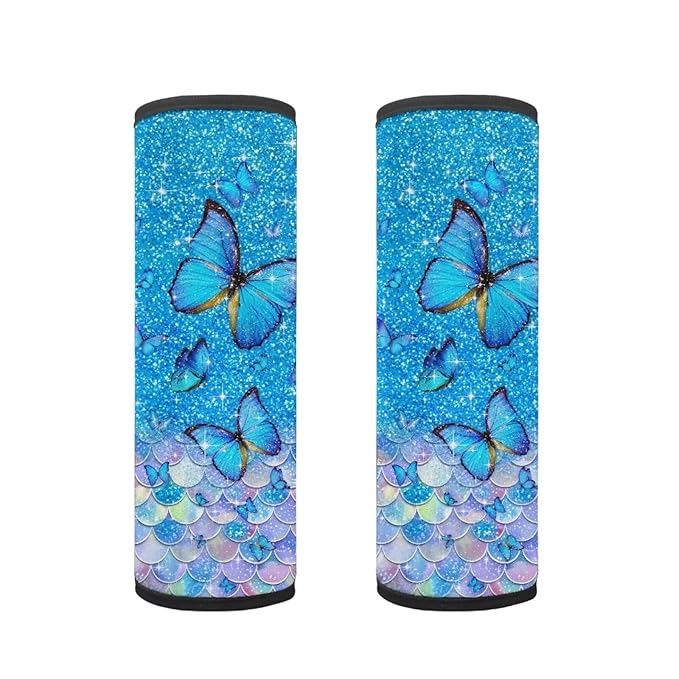 Biyejit Butterfly Scales Car Seat Belt Pads Cover for Kids Boys Girls, Universal Car Seat Belt Shoulder Pads Strap Covers for Adults, Car Seat Belt Cushions 2 Pack