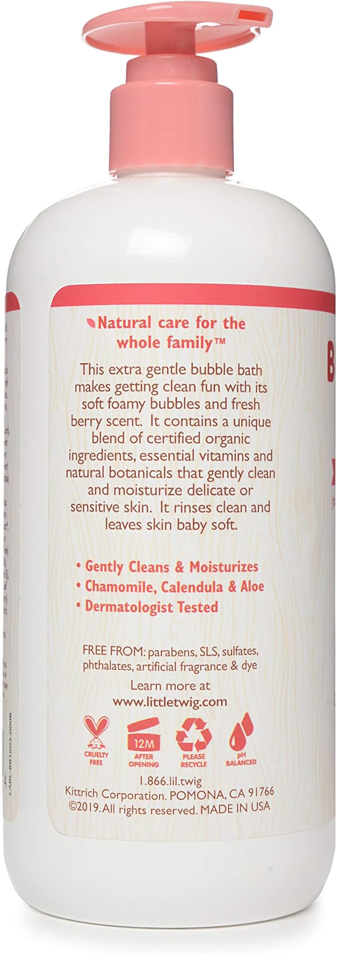 Little Twig Bubble Bath, Baby Bath Essential with Natural Plant Derived Formula, Vegan, Gluten-Free, Paraben-Free, Berry Pomegranate Scent, 17 fl. oz.