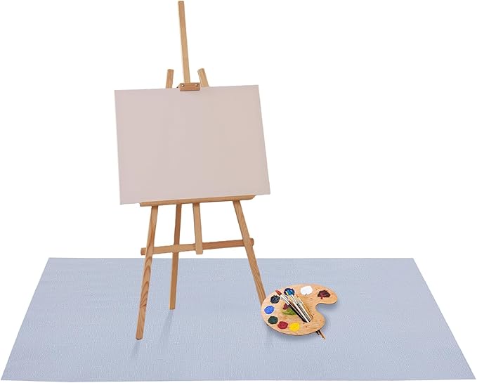 Drydiet 55x86 Inch Extra Large Craft & Painting Floor Mat - Waterproof Non-Slip PVC Art Rug, Floor Protector for Easel Painting Pottery Messy Projects, Washable Roll-up Spill Mat(Gray, Plain)