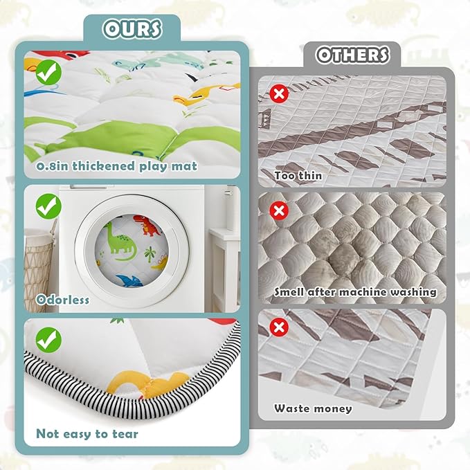 Palopalo Thicken Foam Baby Play Mat for Floor, 47x47 inch Play Mat for Playpen, Soft Padding Playmats for Babies, Toddlers and Infants, Non-Slip and Foldable Baby Crawling Mat, Machine Washable