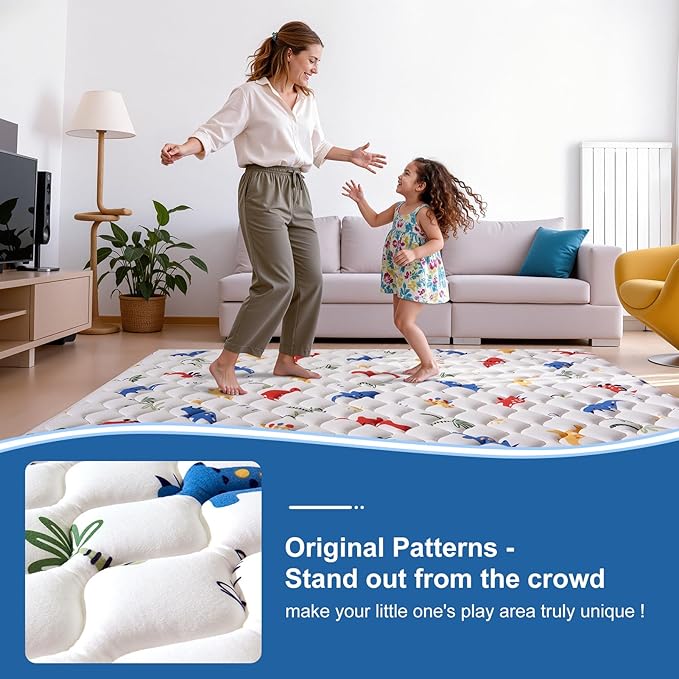 Odorless Premium Foam Baby Play Mat 79" x 59", Soft Microfiber Fabric Crawling Mat for Floor- Comfortable and Hypoallergenic, Non-Slip Cushioned Floor Playpen mat for Infants,Babies,Toddlers