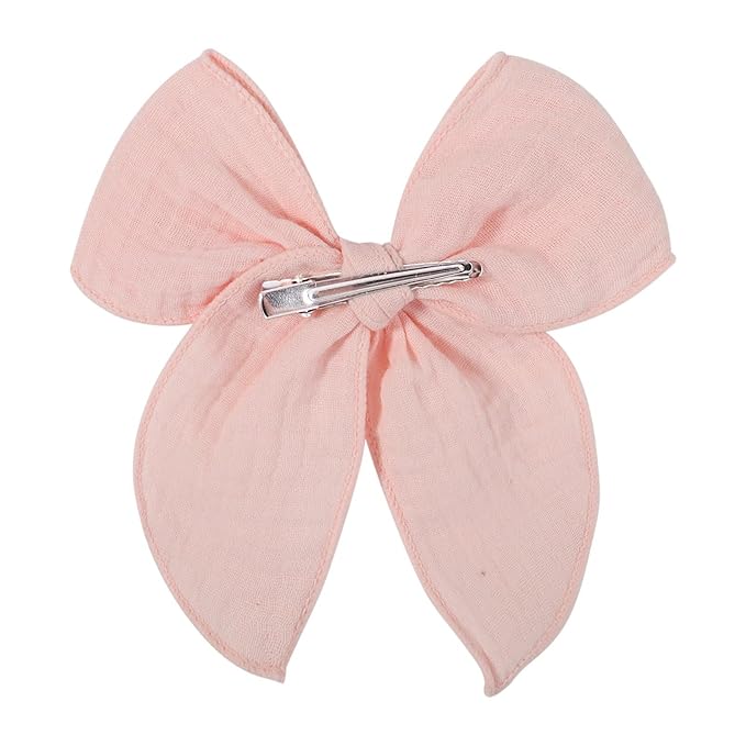 5.5 Inch Purple Fable Hair Bow: Handmade Linen Cotton Hair Clip for Girls - 1 PCS