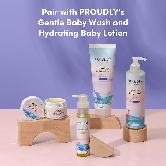 PROUDLY Nourishing Baby & Hair Oil by Gabrielle Union & Dwyane Wade, Baby Oil Gel for Dry, Sensitive Skin & Textured Hair, Black & Brown Babies, Vitamin E, 2-Pack (3 oz each)