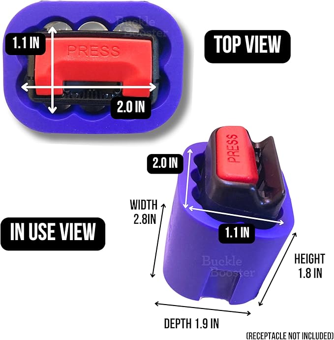 Silicone BPA-Free Buckle Booster for Rear Seat Belts - Uprights Your Second Row Receptacle for Easy Reach - No More Floppy Buckle (2)
