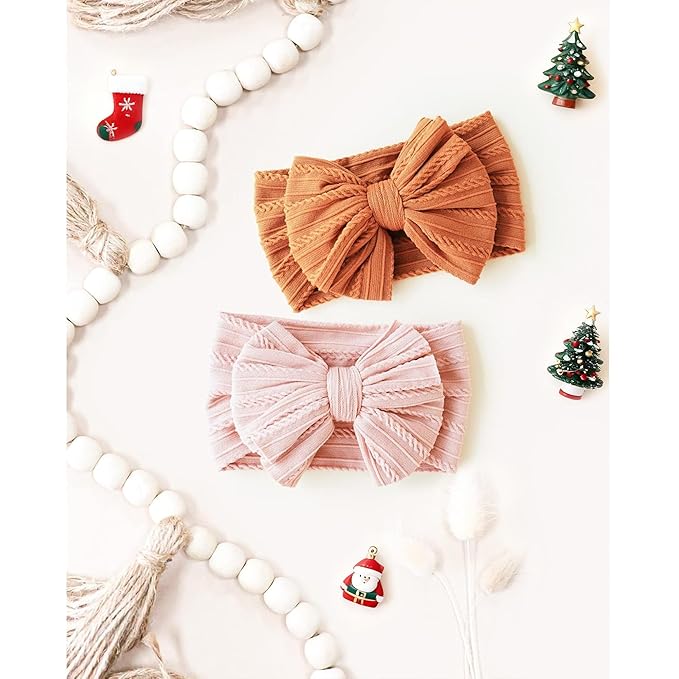 Niceye Handmade Baby Headbands Soft Stretchy Nylon Hair Bands with Bows for Newborn Infant Baby Toddler Girls- Pack of 6