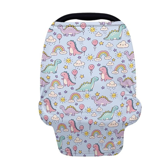 Biyejit Dinosaur Clouds Baby Car Seat Cover, Infant Carseat Canopy, Nursing Breastfeeding Cover, Stretchy Carrier Covers for Stroller/Shopping Cart, Newborn Registry & Shower Gift for Boys Girls