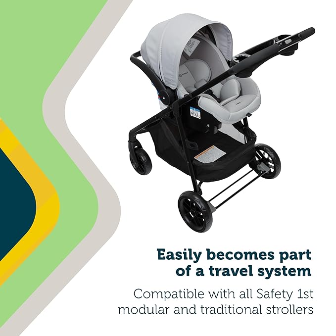 Safety 1st® onBoard™ Slide DLX Infant Car Seat w/SafetySlide™ Base, Easy-Install Rigid Latch, Lightweight Rear-Facing Seat, Newborn Carrier, Extra-Large Canopy, Travel System Ready, Hailstone