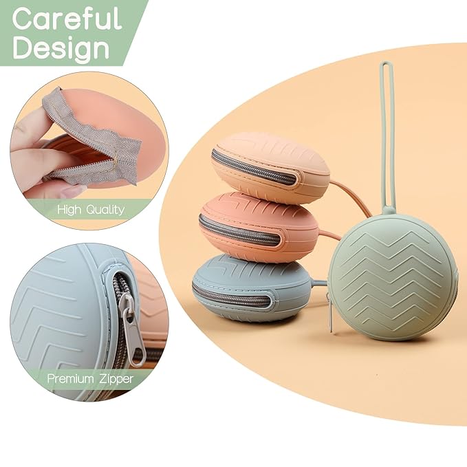 2 Pack Silicone Pacifier Holder Case, BPA-Free Silicone Newborn Pacifier Holder for Baby Boys & Girls, Travel Pacifier Storage Case for Diaper & Strollers (Ether/Light Grey)