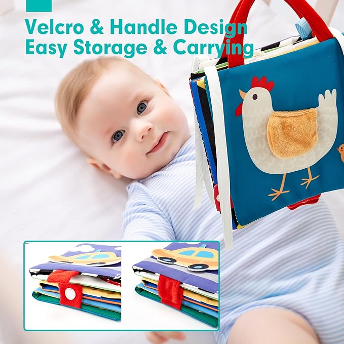 hahaland Baby Sensory Book & Tummy Time Book