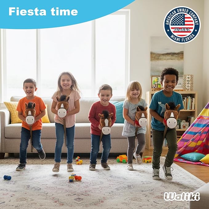 WALIKI Stick Horse Toy for Boys and Girls | Fun Cowboy & Cowgirl Pretend Play | Cool Toys for Kids Ages 3 4 5 6 | Birthday Gift for Active Toddlers (Brown)