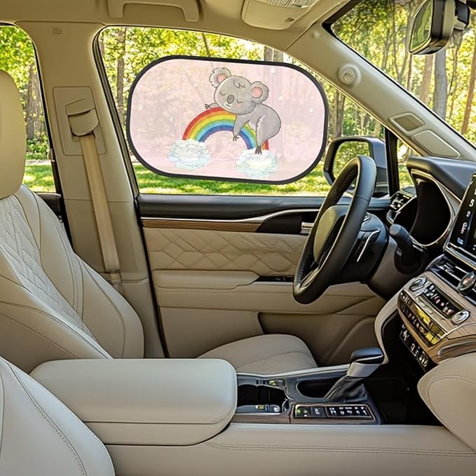 Bulopur Kawaii Koala 2 Pack Car Window Shades for Side Window UV Protection Breathable Mesh Car Window Covers Easy to Install Universal Car Interior Accessories Car Sun Shade