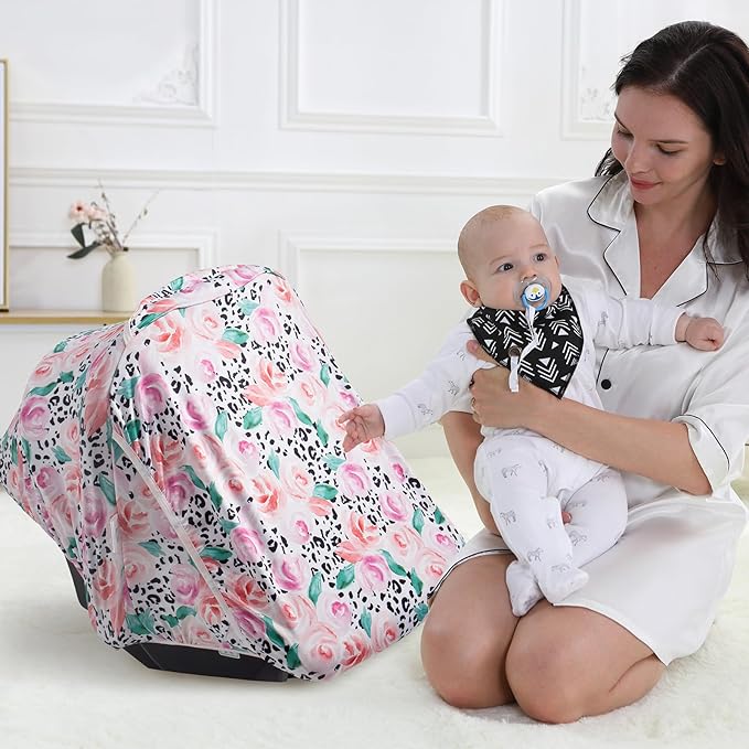 Little Tots Baby Car Seat Canopy Cover, Breathable Sun Shade, Full Privacy for Newborns & Infants, Universal Fit for Boys & Girls