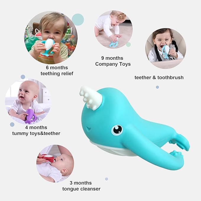 Best Baby Toy for 4Months Baby, Baby Teething Toys for 3-6 6-12 Months, Teething Relief Toys, Food Grade Silicone Montessori Baby Teether Toy for 3-6months, Sensory Toys for Teething Babies, Purple