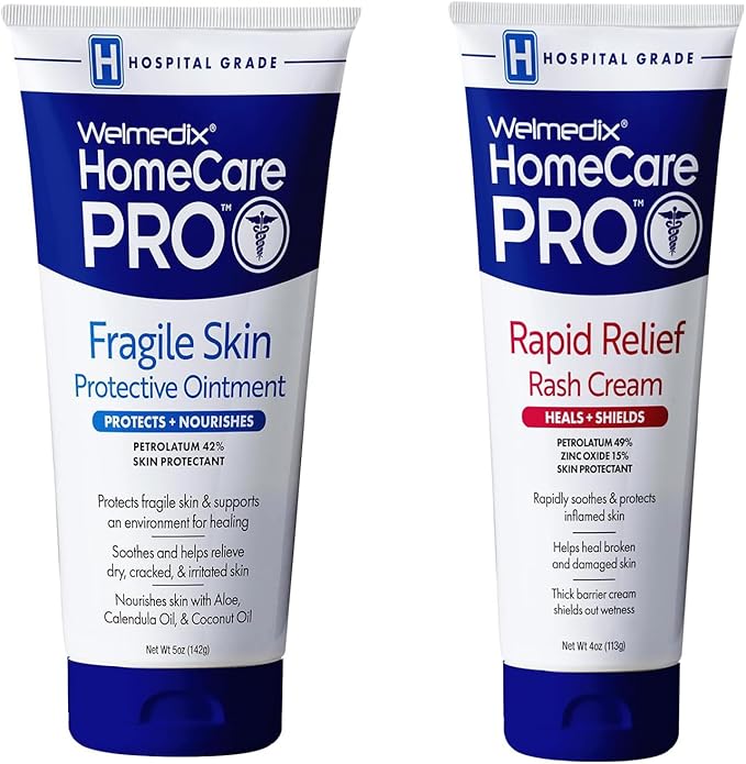 Welmedix HomeCare PRO Rapid Relief Adult Diaper Rash Cream, Fragile Skin Protective Ointment Hospital Grade Healing Ointment
