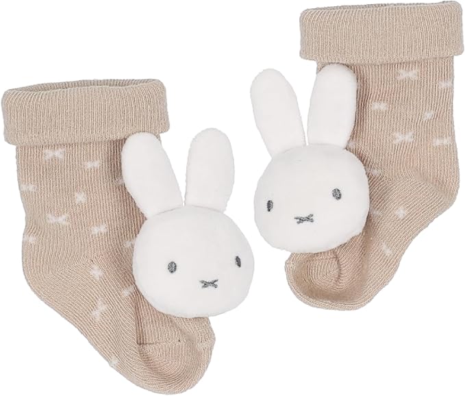 Kids Preferred Miffy Baby Foot Rattle Set - Super Soft Rattles, Neutral Colors, Soft Sensory Elastic Socks, Embroidered Details, Ages 0 to 9 Months