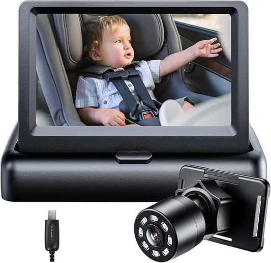 Itomoro Baby Car Mirror, View Infant in Rear Facing Seat with Wide Crystal Clear View,USB Easy Install baby car monitor 1080p