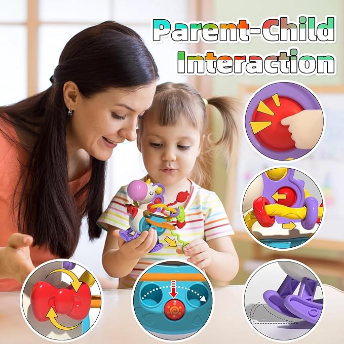newcrave 4 in 1 Baby Toys for 6-12-18 Months, Infant Sensory & Stacking for 1+ Year Old, Busy Cube Toys for Babies 6-12 Months, Piano Xylophone Musical Travel Toys, Christmas Birthday Gifts for 1-2