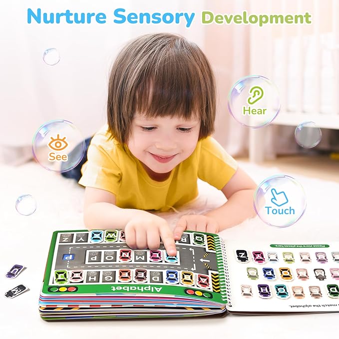 JoyCat Preschool Busy Book for Toddlers 3-5, Dual-Language Learning Activities, Educational Sensory Toys, Autism Learning Materials for Boys & Girls (English Version, No Assembly Required)
