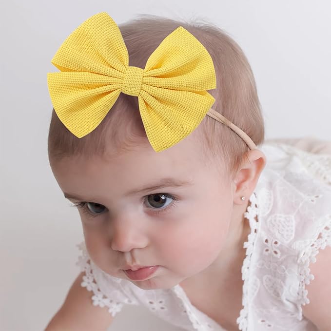 Thanksgiving Baby Girls Bows Elastic Nylon Headbands Bows for Baby Girls Toddler Hair Bows Fall Theme Party Hair Accessories Newborn Bows for Infant Toddlers Kids