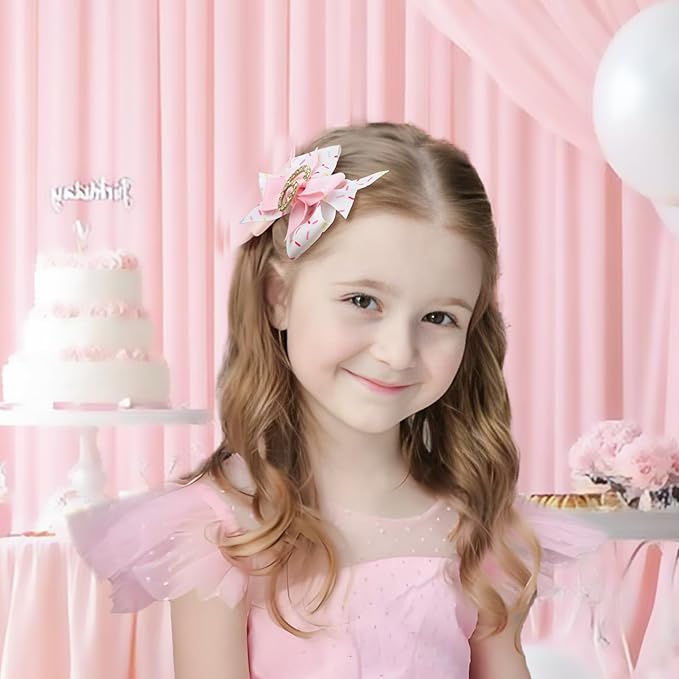 YanJie 1pcs 4'' Baby Hair Bow for 6 Years Old 6th Birthday Outfit Girl Birthday Decorations for Girl Glitter Infants Hair Clips Accessories with Bows